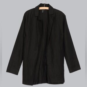Eileen Fisher Tencel Organic Linen Slub blazer Jacket black large petite